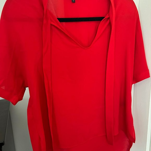 Express Red Short Sleeve Blouse, Size Small - Picture 3 of 3